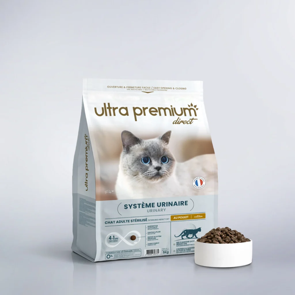 Croquettes chat adulte stérilisé urinaire porc