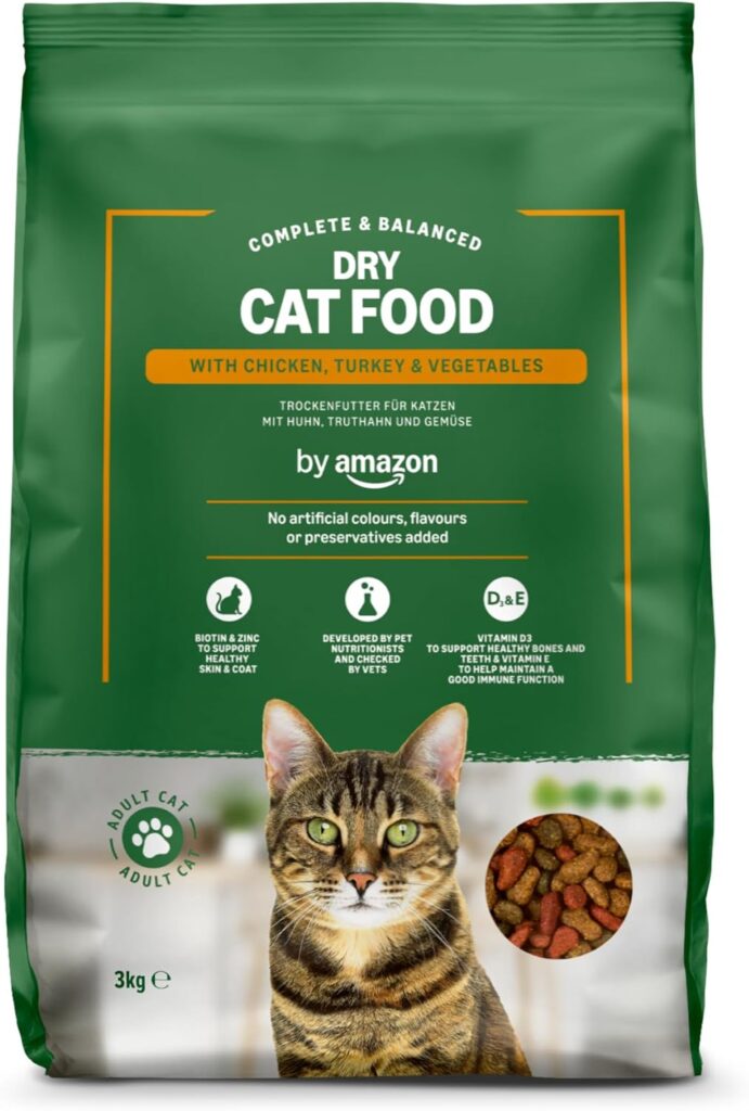 By amazon – croquettes complètes pour chats adultes au poulet, dinde et légumes
