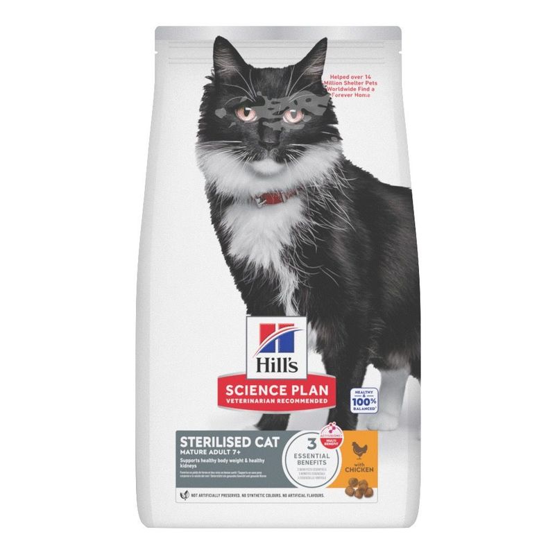 Hill&rsquo;s science plan sterilised cat mature adult 7+ poulet