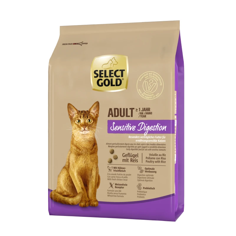 Select gold sensitive digestion croquettes pour chat adulte volaille & riz