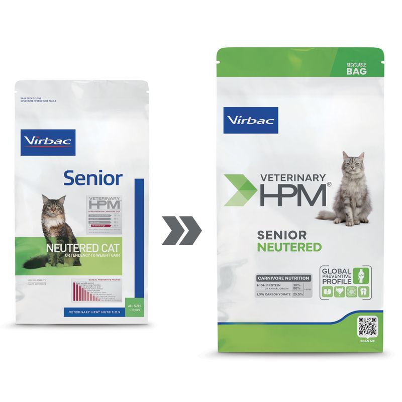 Virbac veterinary hpm senior neutered pour chat